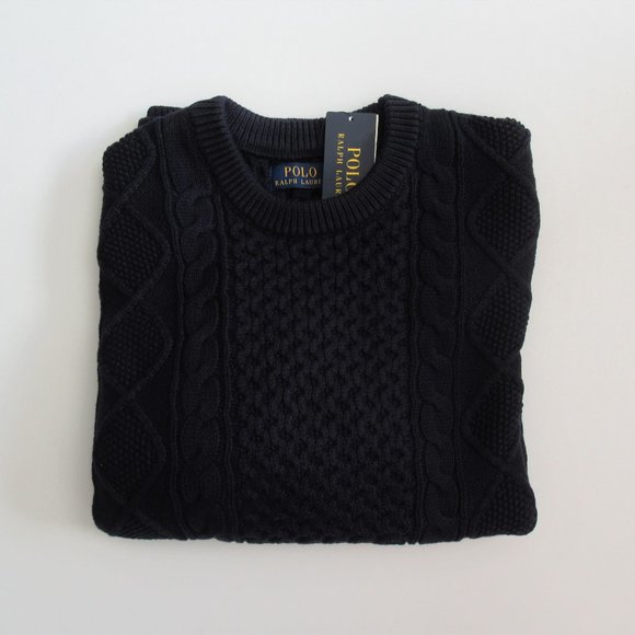 Ralph Lauren Iconic Aran Fisherman Cable Knit Crewneck Sweater NWT L XL - Picture 2 of 11